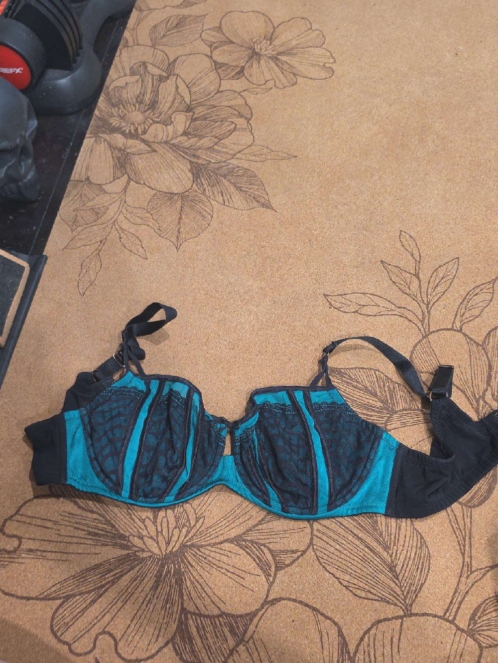 Ashley Graham Black and Teal Lace Underwire Bra - Women Intimates & Sleepwear